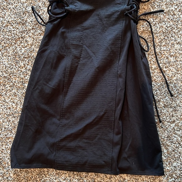 NEW MODA International Black Corset Dress 12 Fitted Bodycon CupsMini Bustier Tie - Picture 3 of 7